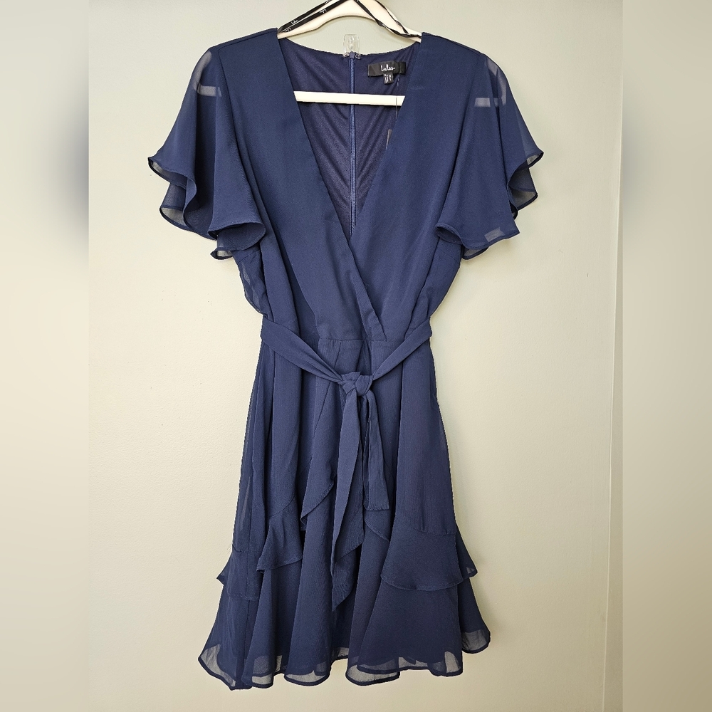 Lulu's Navy Ruffle Mini Dress - Picture 9 of 11